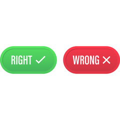 Right and Wrong buttons icon. Vector illustration