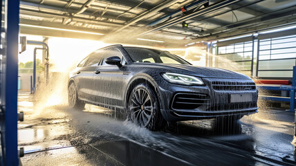The touchless car wash technology ensures a gentle yet thorough wash for all types of vehicles