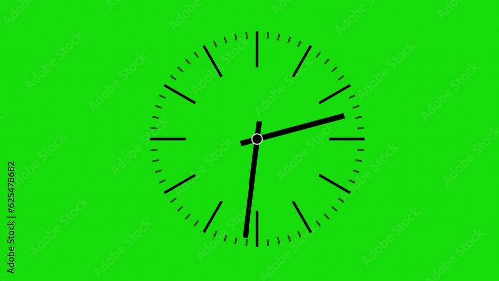 Aufkleber 3d model of a clock face on a green screen. timelapse of rotating hands on a mechanical watch. loope