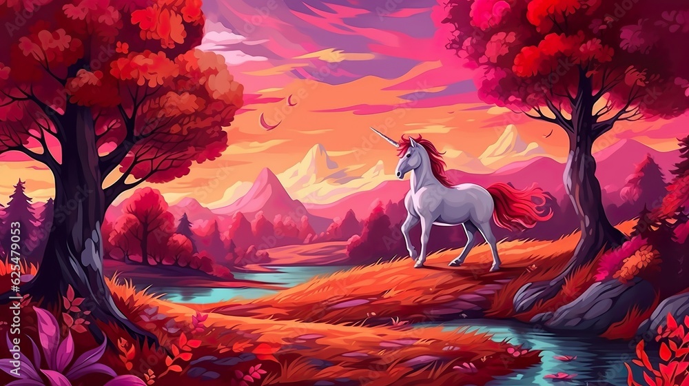 Poster abstract background unicorns. the blend of abstract background and illustrative elements brings to l