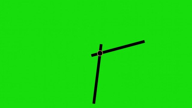 3D model of a clock face on a green screen. timelapse of rotating hands on a mechanical watch. looped animation on a green background for keying. 3d render