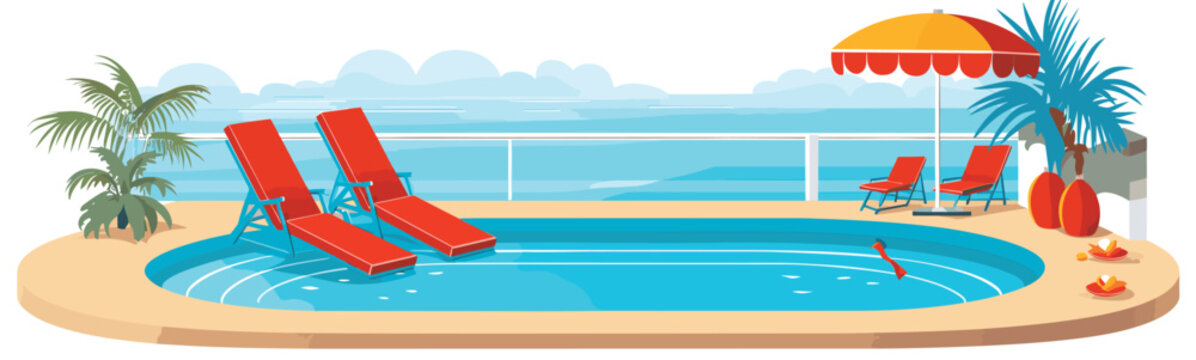 pool vector simple 3d smooth cut and paste white isolated illustration