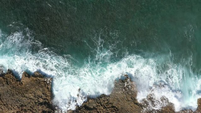 Rocky sea coast of Cyprus drone flight