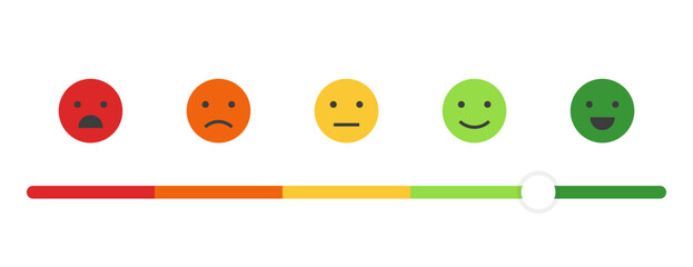 Reviews or rating scale with emoji representing different emotions - 625479883