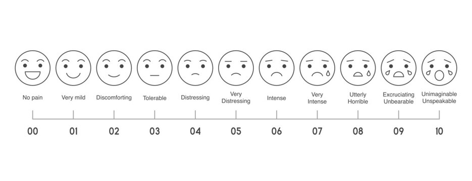 10 gradation form no pain to unspeakable Element of UI design for medical pain test