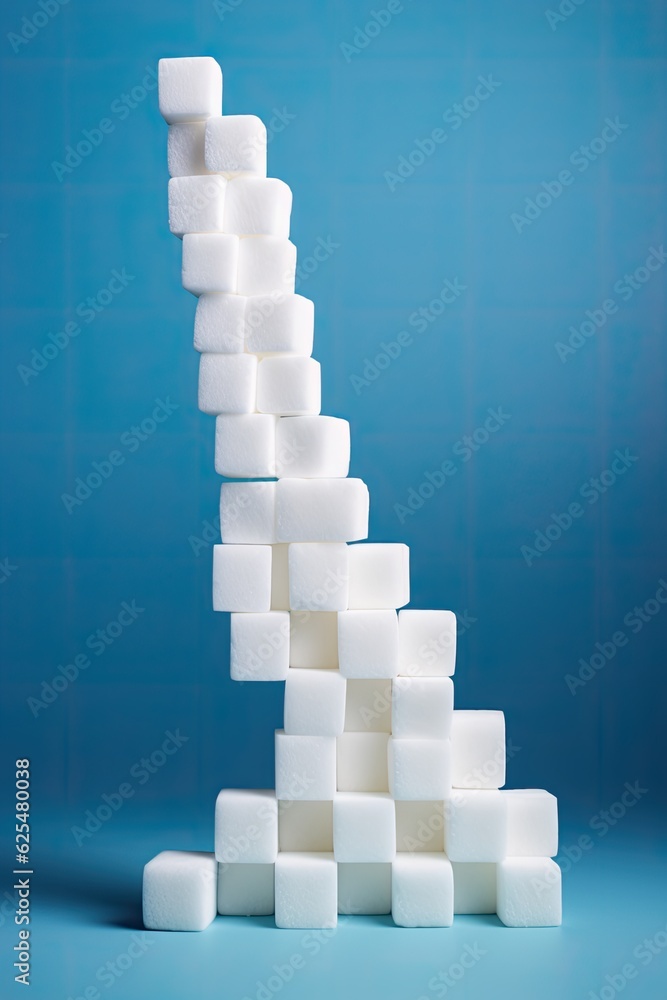 Poster a stack of sugar cubes sitting on top of each other. generative ai.