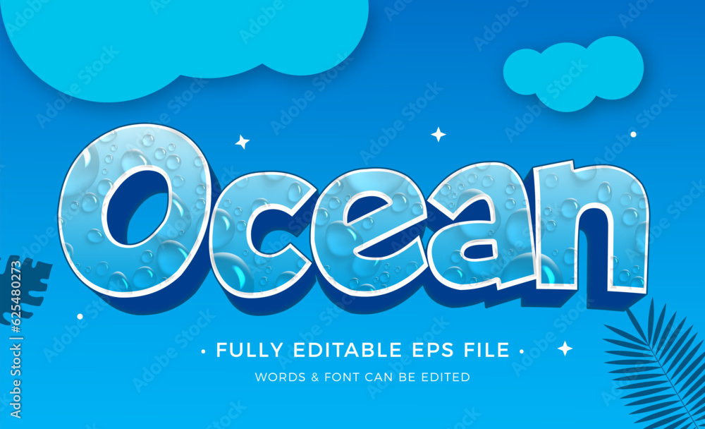 Wall mural Ocean text effect editable. Premium Vector