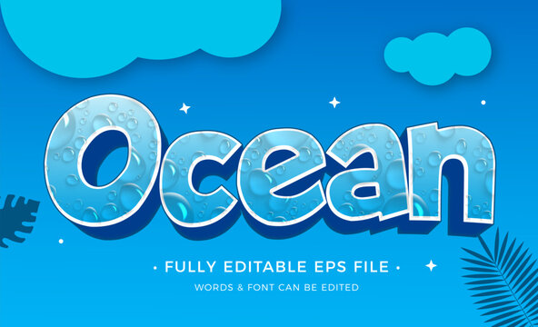 Ocean text effect editable. Premium Vector