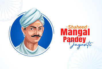 Vector Illustration of Mangal Pandey Jayanti. Social media banner template design.
