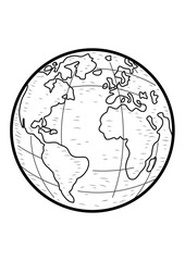 earth globe illustration hand drawn vector line art