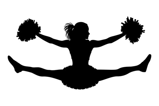 Cheerleader jumping silhouette. Vector illustration