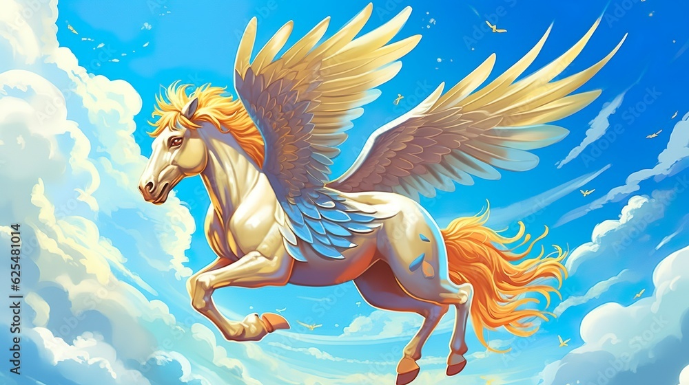 Poster abstract background pegasus. a captivating banner design featuring an enchanting illustration of a m