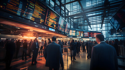 Blurred Rush Hour Business Professionals in Motion
