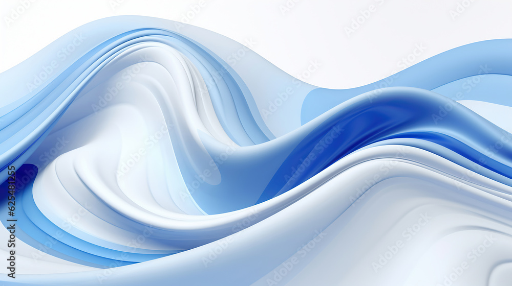 Wall mural abstract white and blue waves creating whirling patterns