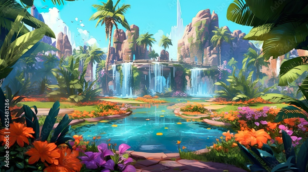 Poster abstract background magic fountains. immerse yourself in the enchantment of a magic fountain through
