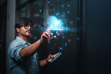 cloud technology concept Global network of metaverse systems exchange of information global business Megatrends on the Internet for Telecommunication	
