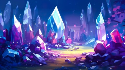 Abstract background magic crystal. Striking banner design featuring an alluring illustration of neon-lit magic crystals against an abstract background. Generative AI.