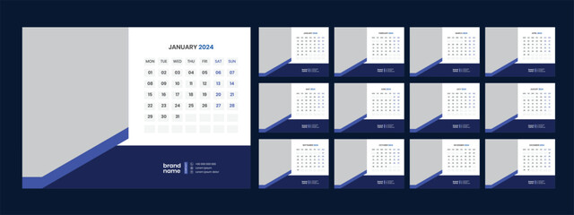 desk calendar 2024 template design