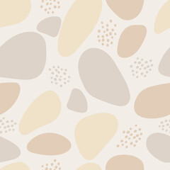 Seamless pattern with abstract spots or stones. Pastel colors. Vector doodle decorative background. Repeating spots, shapes background.