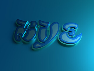 3D rendered of letters word BYE in pop sync theme
