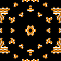 Fototapeta premium yellow mandala stars on black background version 3