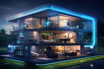 Obraz premium A new concept that utilizes advanced internet technology to control and automate various aspects of a home for a more intelligent and convenient experience.