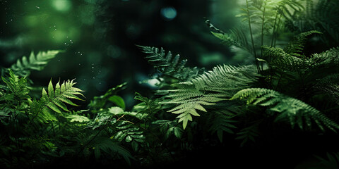 A wallpaper adorned with green fern leaves, generated AI