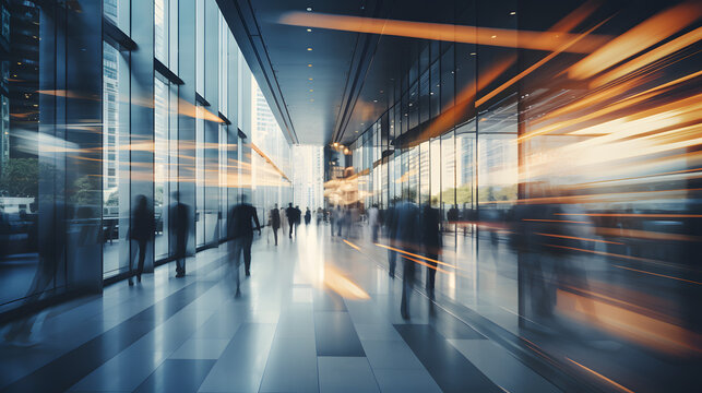 Busy Professionals with Motion Blur Effect
