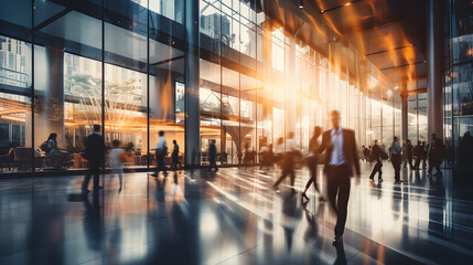 Blurred Motion of Business People in a Rush
