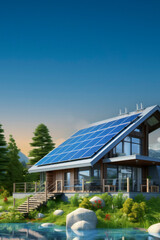Obraz premium A climate-friendly dwelling - harmonious blend of nature and design