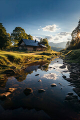 Fototapeta premium Eco-friendly homes in harmony with nature - sustainable living