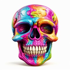 Naklejka premium Cheerful and Vibrant Laughing Skull Illustration, Generative AI