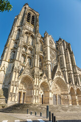 Obraz premium View at the Cathedral of Saint Etienne in the streets of Bourges in France