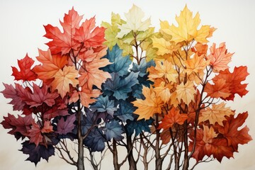 Autumn leaves watercolor. Generative AI