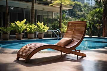Poolside lounger for relaxation next to the swimming pool.