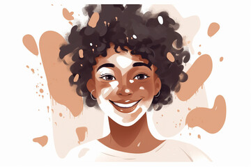 Generative AI.support people with vitiligo disease. perfectly imperfect, black woman with vitiligo. Beauty skin. pigmentation. World Vitiligo Day