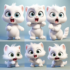 Obraz premium a little cute CAT, thick lips,multiple poss and expressionsas,generative ai