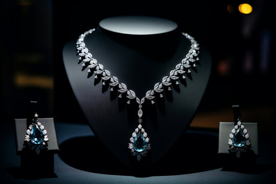 An image showcasing an exquisite set of diamond jewelry displayed elegantly on black velvet. 
This image encapsulates the brilliance and luxury associated with diamond jewelry.