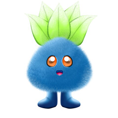 Blue Monster walking on garden