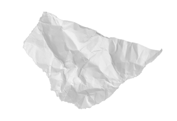 A piece of torn paper on a white background. Crumpled piece of paper.
