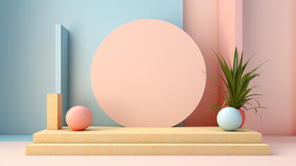 Fototapeta premium 3d Pastel podium for your product. Generative AI.