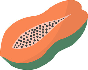 ripe papaya elements, Summer fruits.