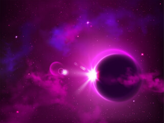 Fototapeta na wymiar Galactic dark purple background.