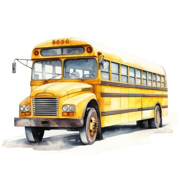 School bus in white background, AI generated Image