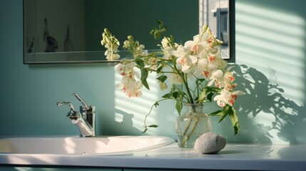 Mirror above the sink with meticulous style, AI generated Image