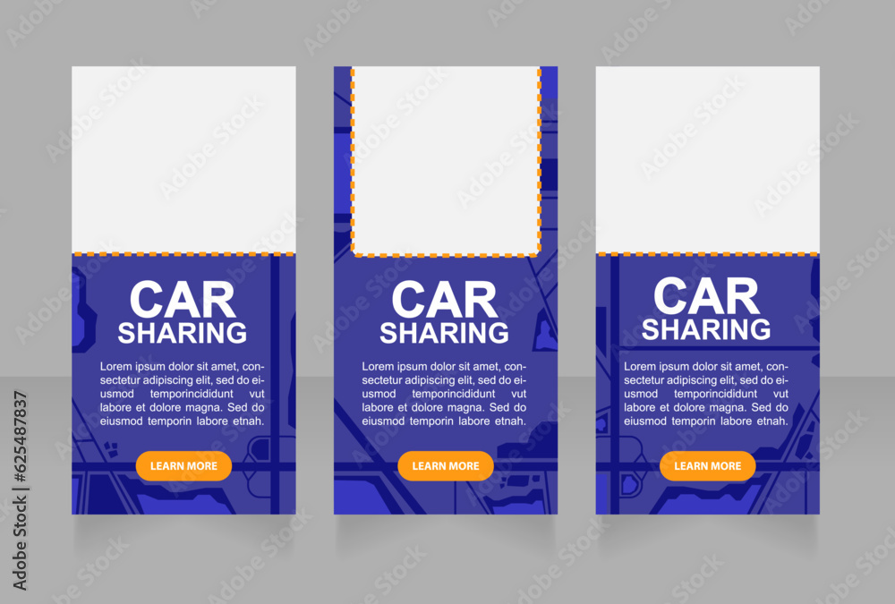 Poster car rental location web banner design template. peer-to-peer service. vector flyer with text space. 