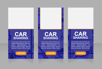 Car rental location web banner design template. Peer-to-peer service. Vector flyer with text space. Advertising placard with customized copyspace. Printable poster for advertising. Arial font used