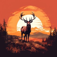 Deer illustration, AI generated Image