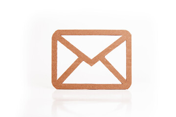 mail box sign is a font icon It has a brown border with a shadow and a white background.