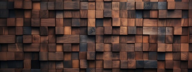 Old Wood Wall with Thick Wooden Blocks